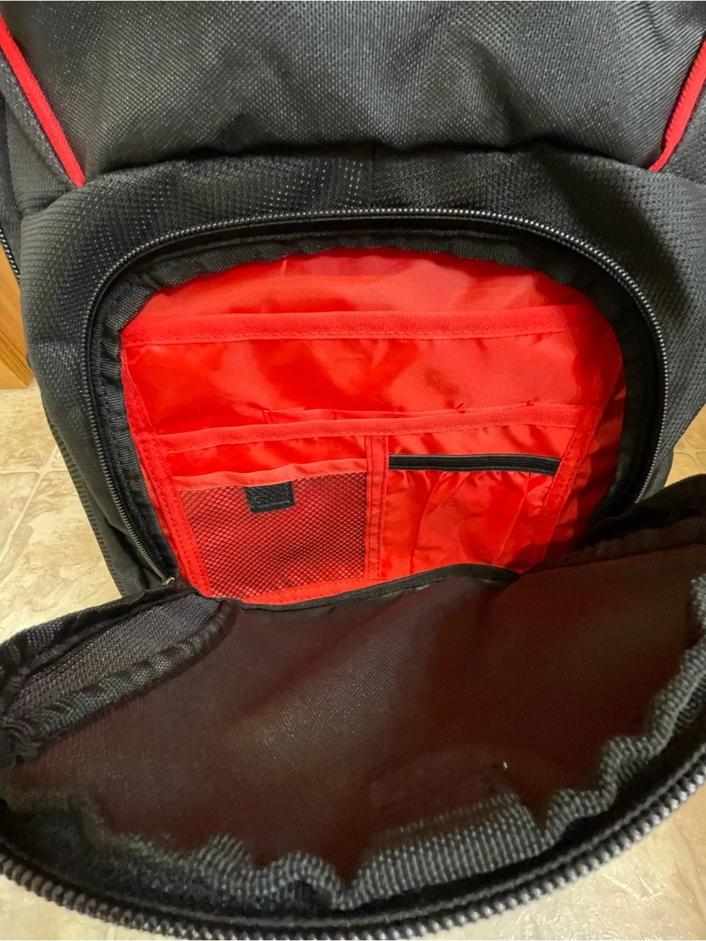 Black & Red Men's Backpack - Tech Organizer